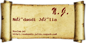 Nádasdi Júlia névjegykártya